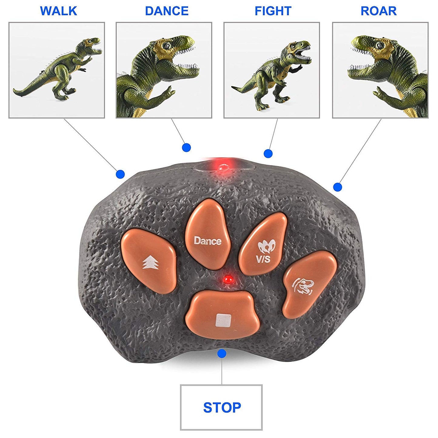JOYIN LED Light Up Remote Control Dinosaur Walking and Roaring Realistic T-Rex Dinosaur Toys with Glowing Eyes, Walking Movement, Shaking Head For Toddlers Boys Girls