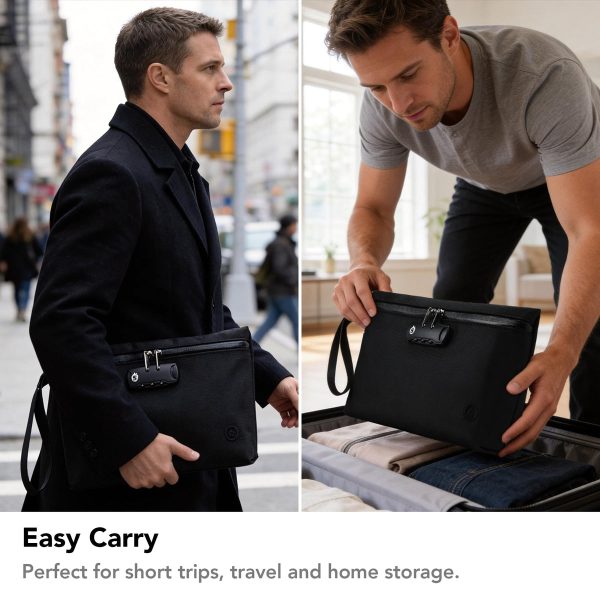 Smell Proof Bag with Combination Lock, Container Box Odor Proof Safe Travel Storage Case Odorless Organizer Gift for Friend, Black
