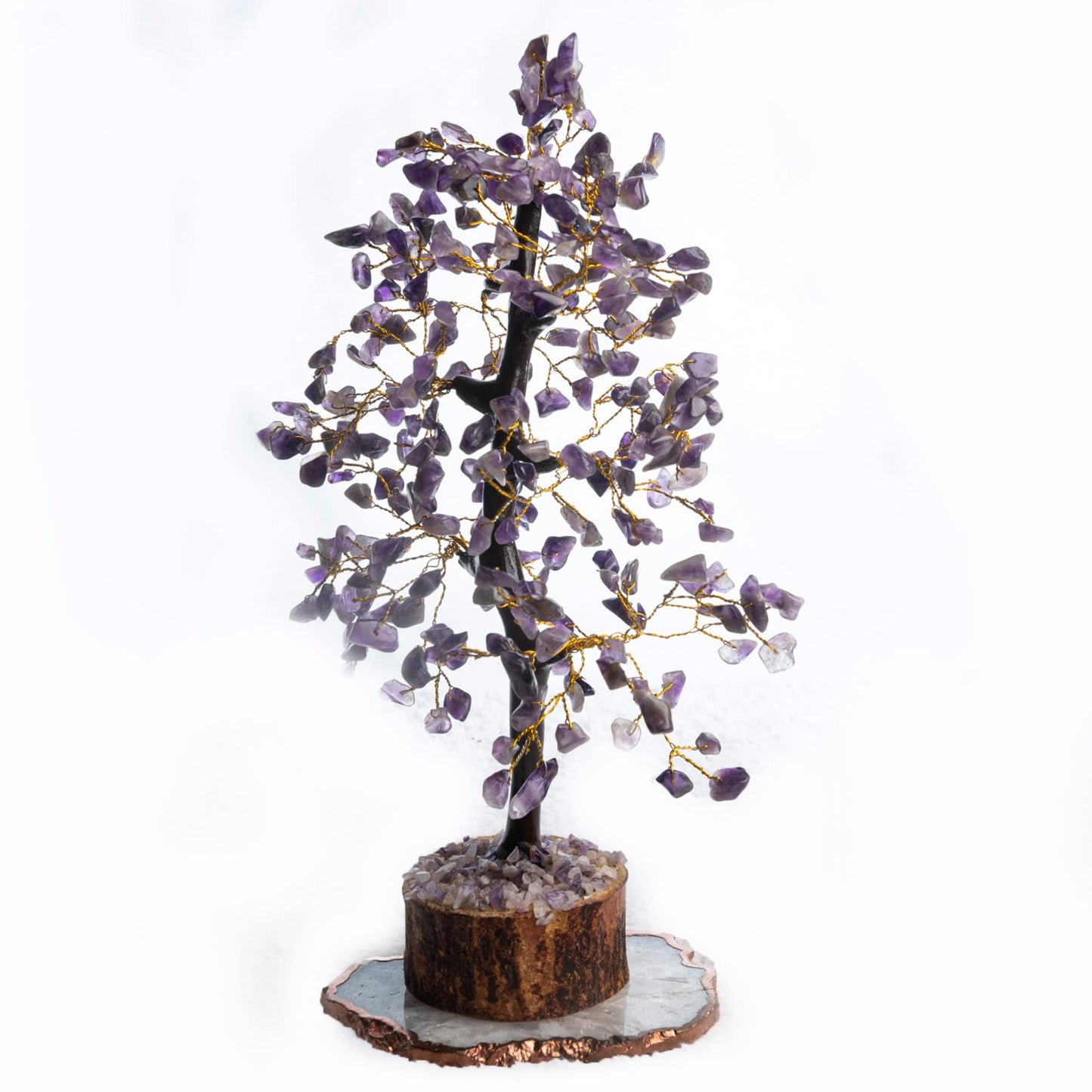 Wonder Care Amethyst Crystal Tree for Positive Energy Home Decor and Healing With M-Seal & Golden Wire | Fortune Tree | Crystal Decor | Chakra | Feng Shui (300 Beads)