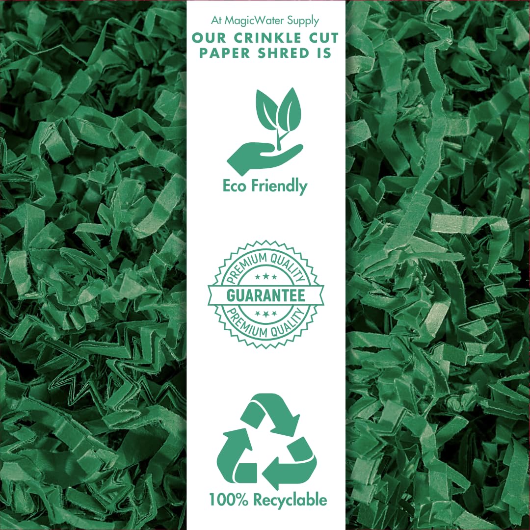 MagicWater Crinkle Cut Paper for Gift Baskets - 2LB - Green - Perfect for Shredded Paper Filler, Basket Filler, Gift Boxes, Bridesmaid Gifts, Christmas Stuffers & More – Ideal for All Occasions