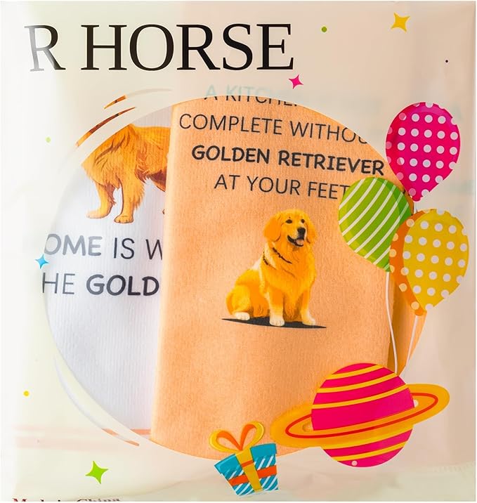 R HORSE Golden Retriever Kitchen Dish Towels