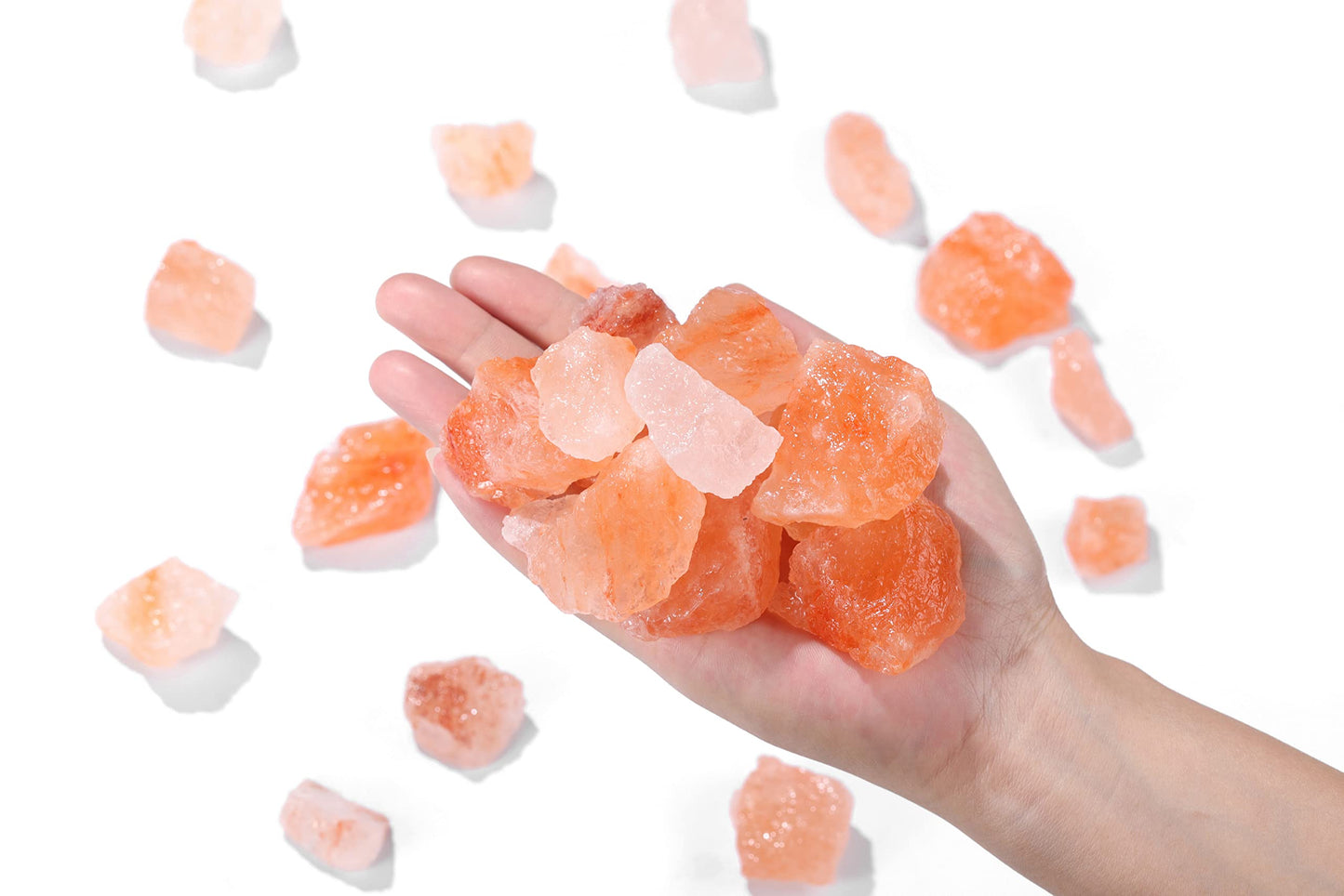 Jovivi Bulk Himalayan Salt Crystals Rough Healing Stones 1" Large Natural Raw Rocks for Tumbling, Cabbing, Decoration, Wire Wrapping, Wicca & Reiki - 0.5 lb