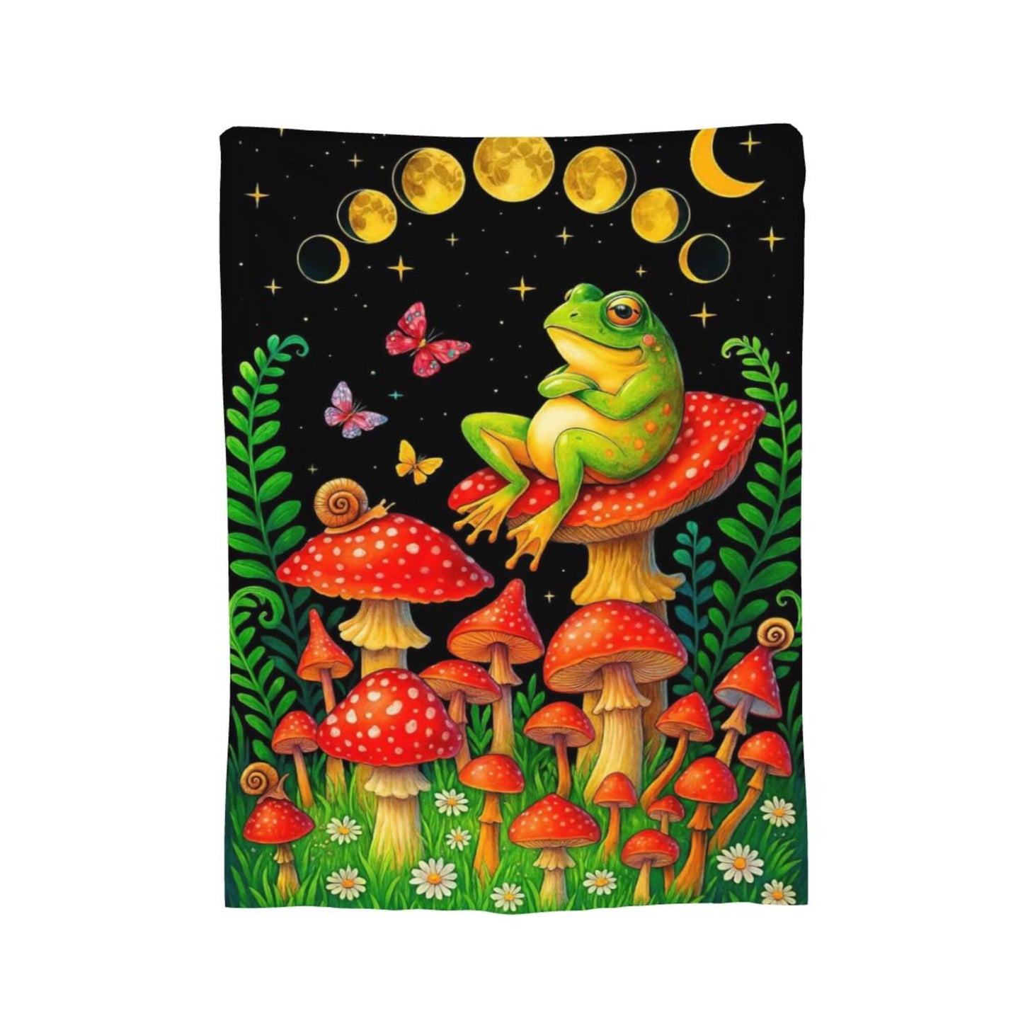 Mushroom Blanket Mushroom Frog Throw Blanket Super Soft Plush Flannel Fleece Bedding Gifts for Boys Girls Men Women Lovers Adults Stuff for Couch Sofa Bed Room Decor 50"X60"