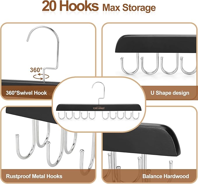 TOPIA HANGER Bra Hanger for Closet, Tank Top Hangers 20 Hooks Capacity Foldable