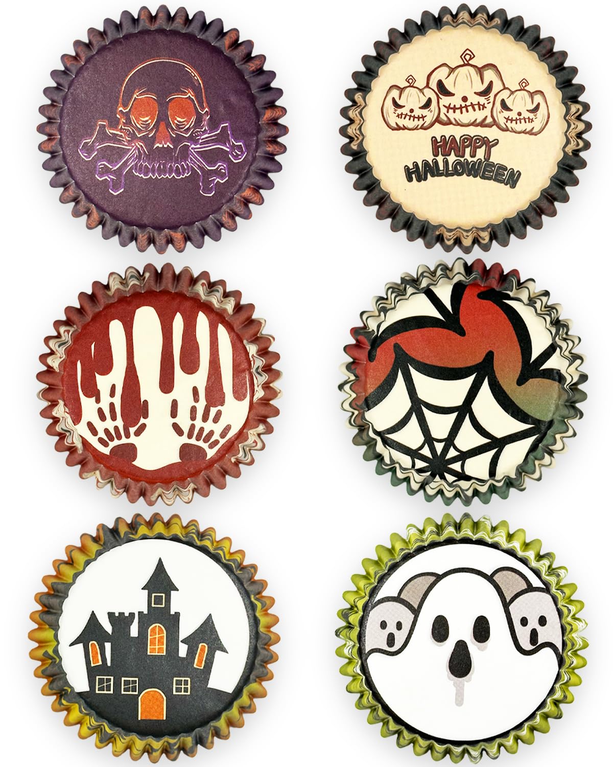 qiqee Halloween Standard Cupcake Liners Cupcake Cups 300-Count Food Grade Gradient Design Cupcake Papers Baking Cups Cupcake Wrappers for Halloween(Standard Size)