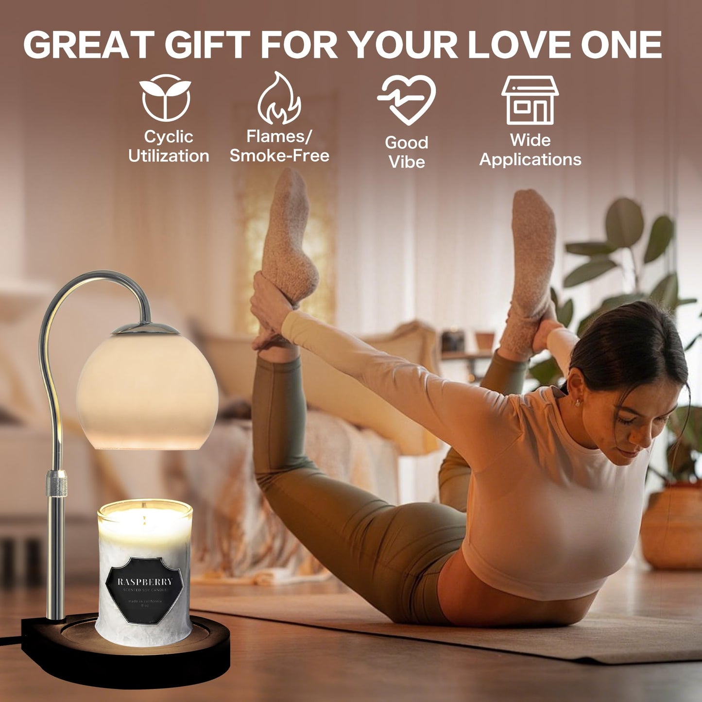 DALUXshop Candle Warmer Lamp with Timer 2H/4H/8H, Adjustable Height Dimmable Candle Lamp with 2 Bulbs, Wax Melt Warmer for Jar Candles, House Warming, Home Decor, Christmas Gifts for Women, Mom(Black)