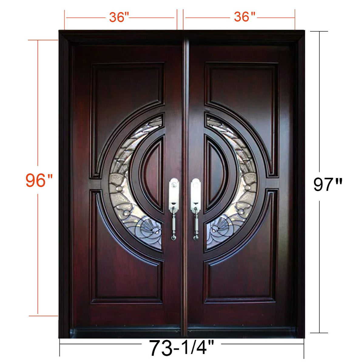 BGW-M580E-73 1/4" X 97" X 5 1/4" R/H Prehung Entry Front Door with Brickmould and Both Doors are Active.