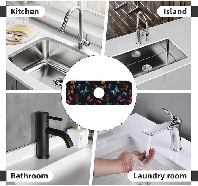 Butterfly Abstract Butterflies Kitchen Sink Splash Guard Faucet Mat Super