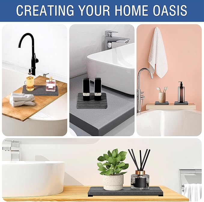 3PCS Water Absorbing Stone Tray, DryingNeat Diatomite Stone Sink Tray, Instant