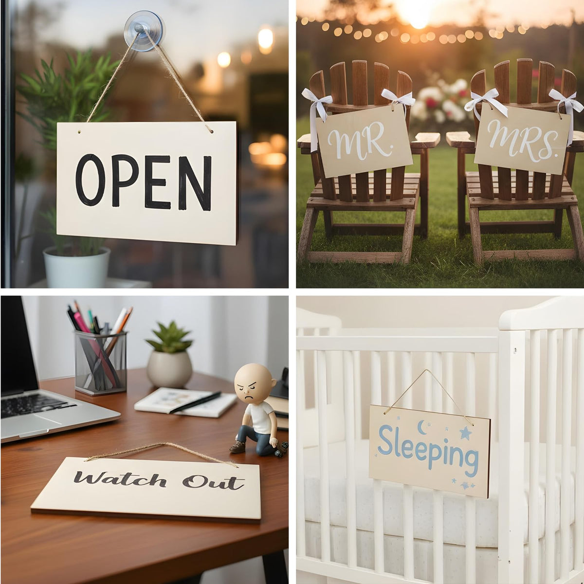 8 Pcs Large Unfinished Hanging Wood Sign - 11.81 x 7.87 Inch, Blank Wooden Signs Rectangle Plaque Wooden Slices Banners with Ropes for Painting Writing DIY Home Crafts Supplies