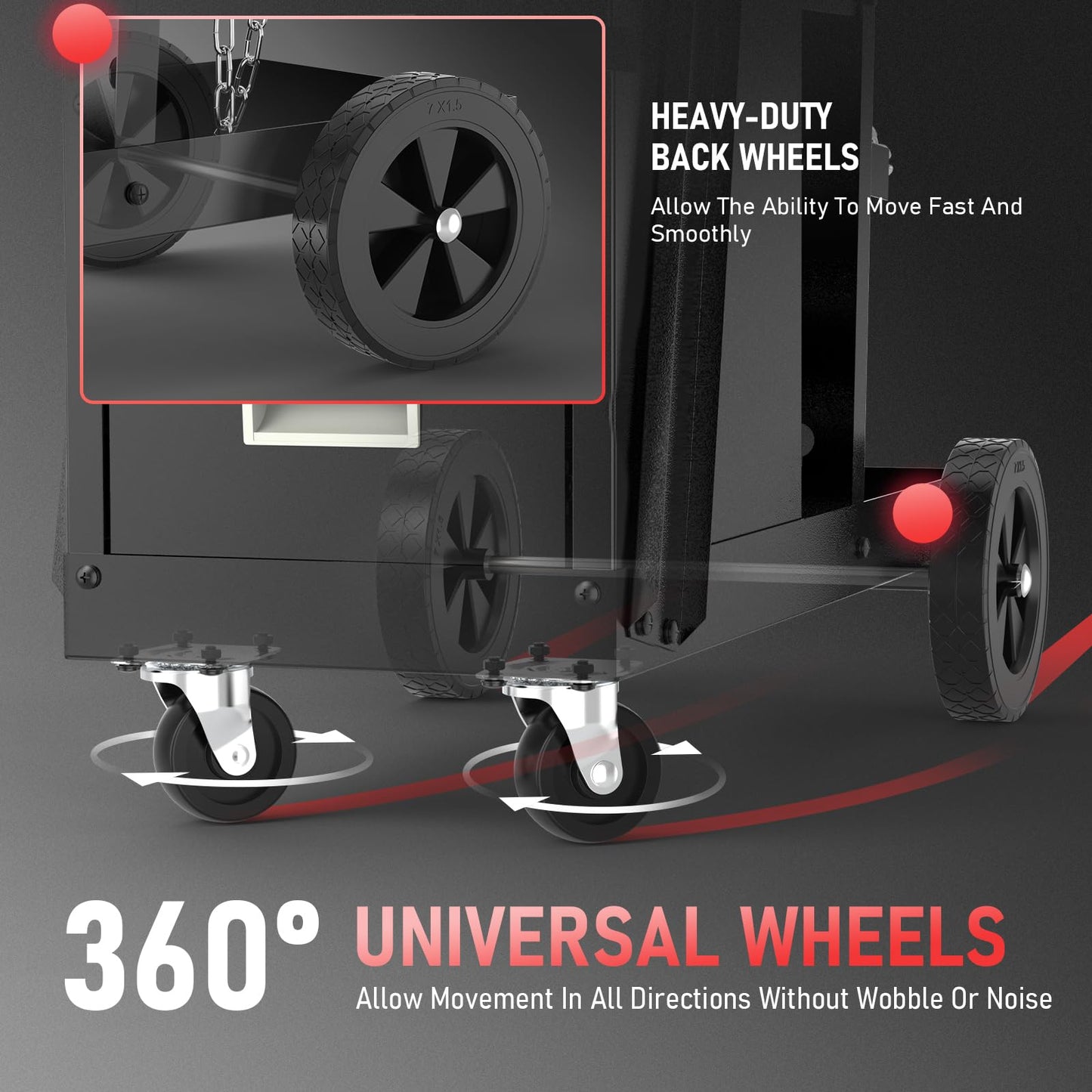 YESWELDER Welding Cart,2-Tier with 2 Drawers for MIG Welder TIG Welder and Plasma Cutter, Tank Storage Safety Chains, Heavy Duty Large Storage 360° Swivel Wheels Welding Trolley