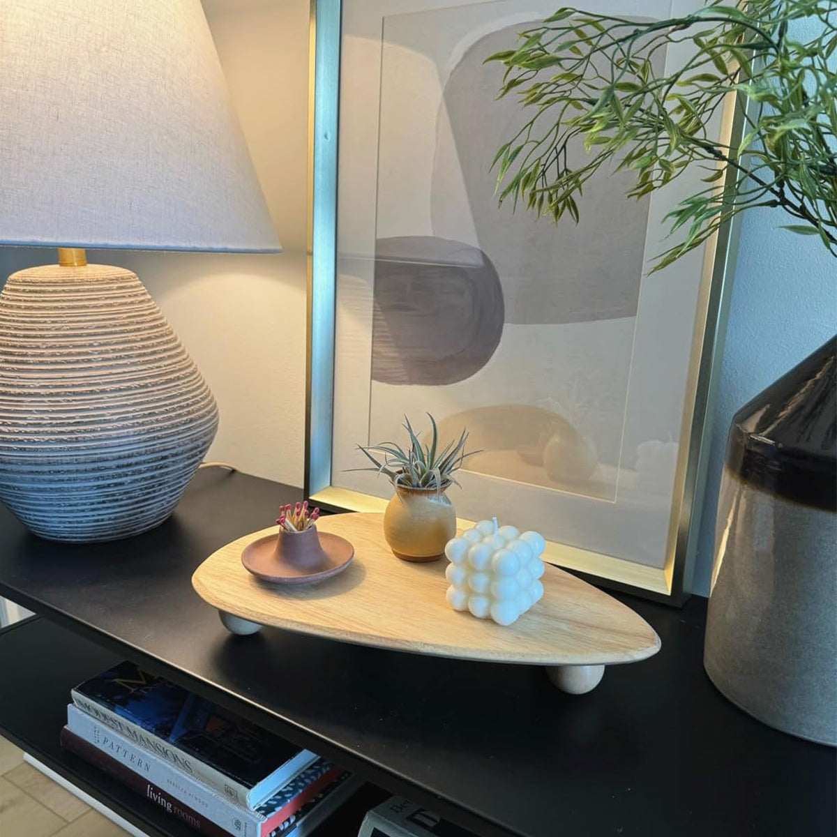 DEAMACE Wood Riser for Display, Wooden Pedestal Stand for Decor, Wood Display Tray for Candles Plants Bottles Vases Soap Dispenser