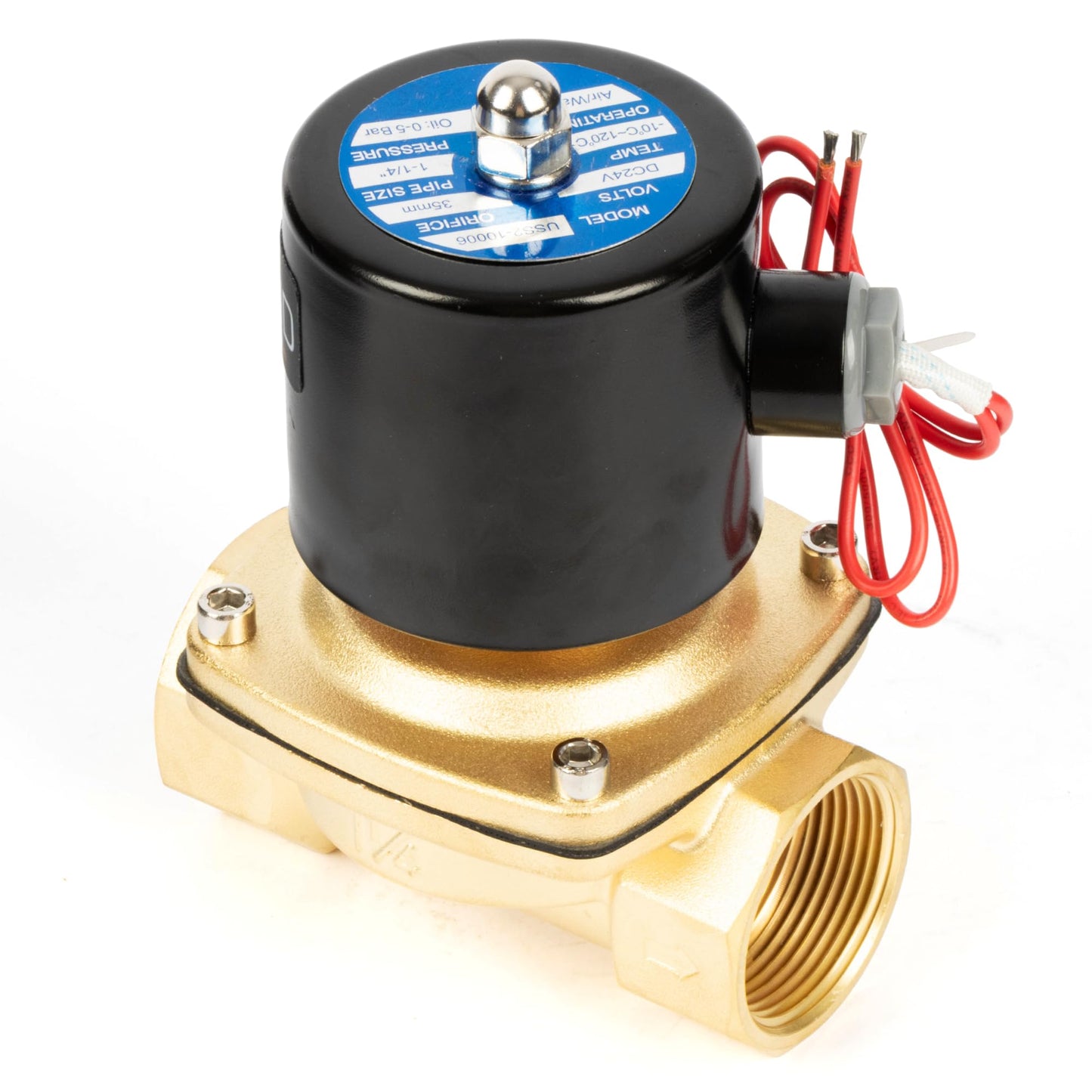 U.S. Solid Brass Solenoid Valve 1-1/4" 24V DC Normally Closed