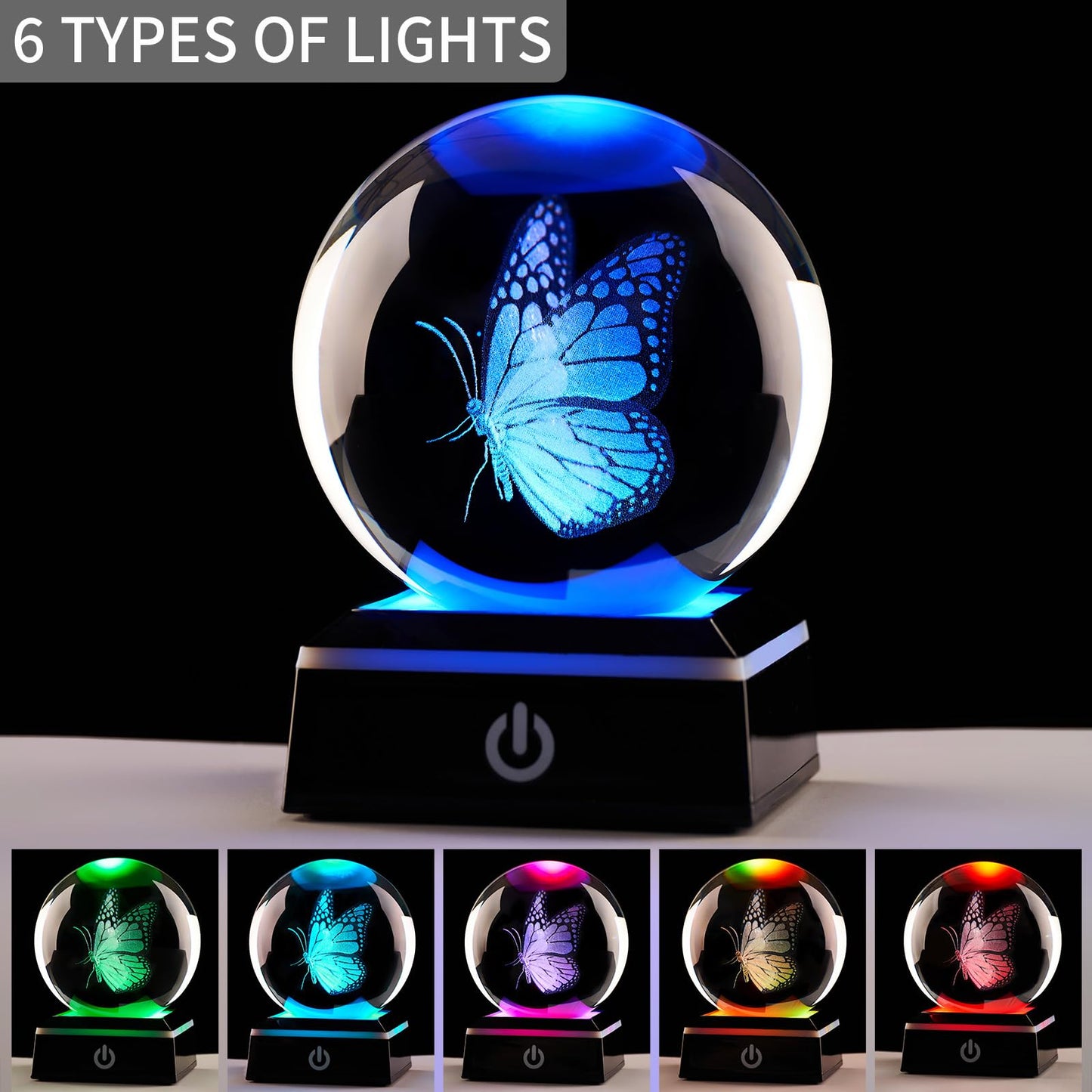 Zerelys 3D Tree of Life Crystal Ball Night Light for Boys Girls, 3.15 Inch LED Crystal Lamp, Birthday Gift for Kids, Bedroom Decor with Gift Box(Tree of Life)
