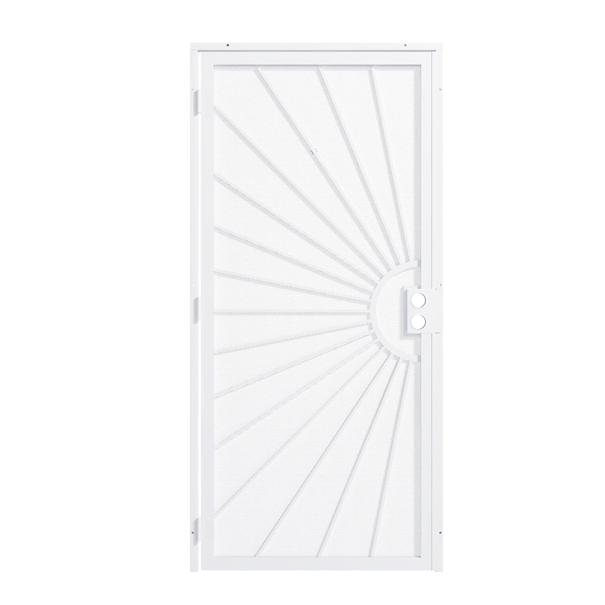 JUBEST 36 in. x 80 in. Security Door, Exterior Front Entry Door, Outswing Steel Security Door with Perforated Metal Screen, Powder Coated Black, Lock Not Include