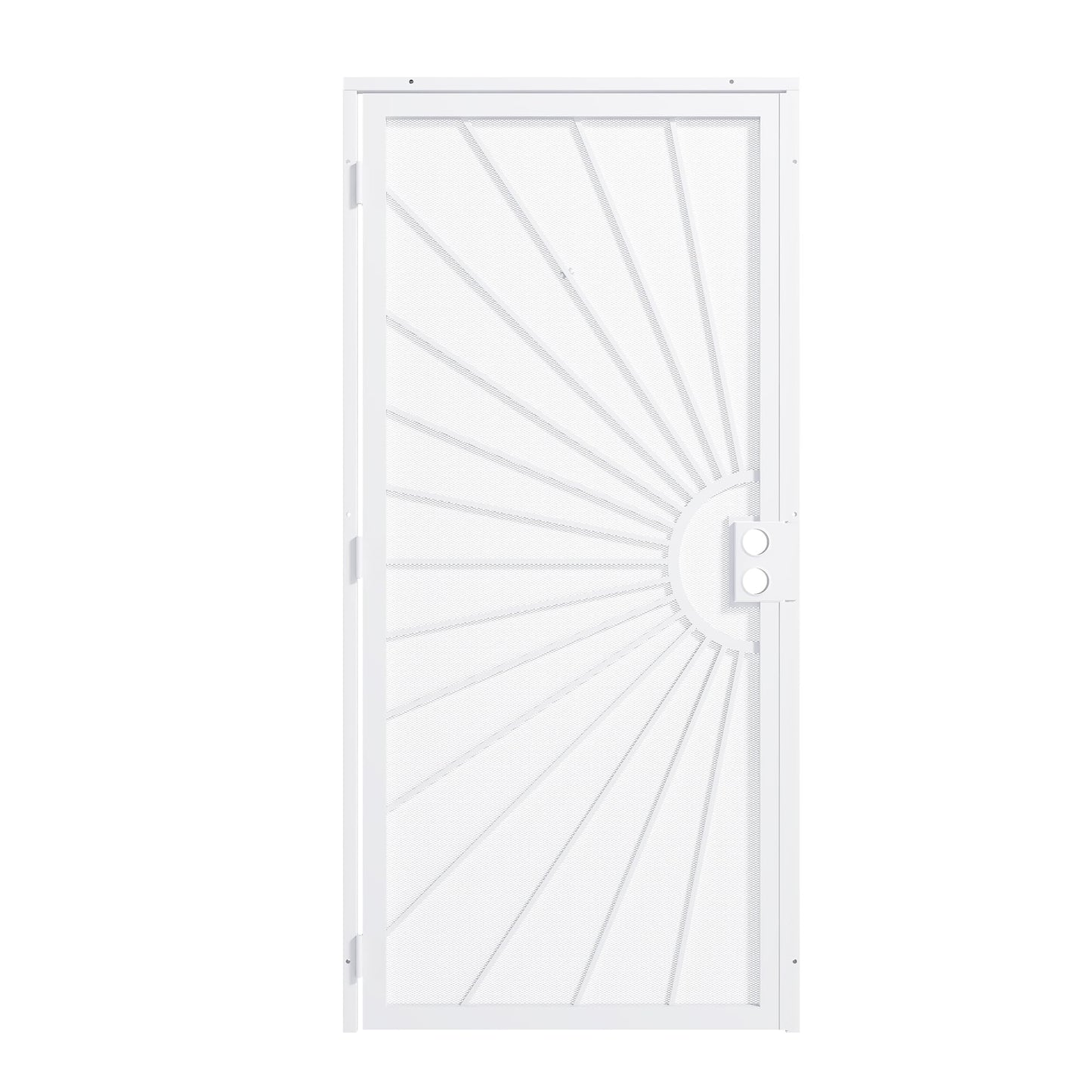 JUBEST 36 in. x 80 in. Security Door, Exterior Front Entry Door, Outswing Steel Security Door with Metal Screen, Powder Coated White, No Lock