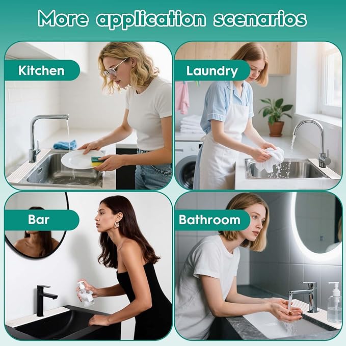 24 Inch Stone Faucet Mat for Kitchen Sink, Kitchen Sink Splash Guard-Water