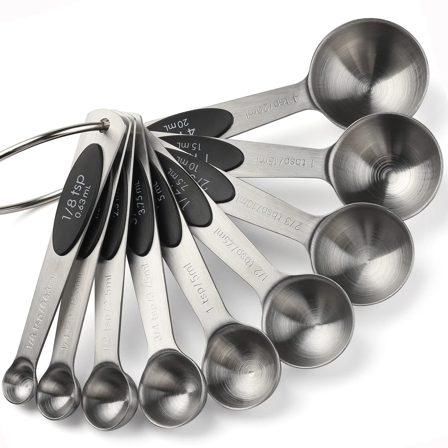 Magnetic Measuring Spoons Set of 9 Stainless Steel Stackable Measuring Spoons Heavy Duty Nesting Teaspoons Tablespoons for Measuring Dry and Liquid Ingredients