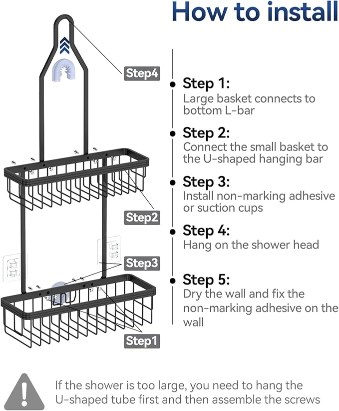 YASONIC Shower Caddy Hanging, Never Rust Shower Organizer Hanging, Aluminum