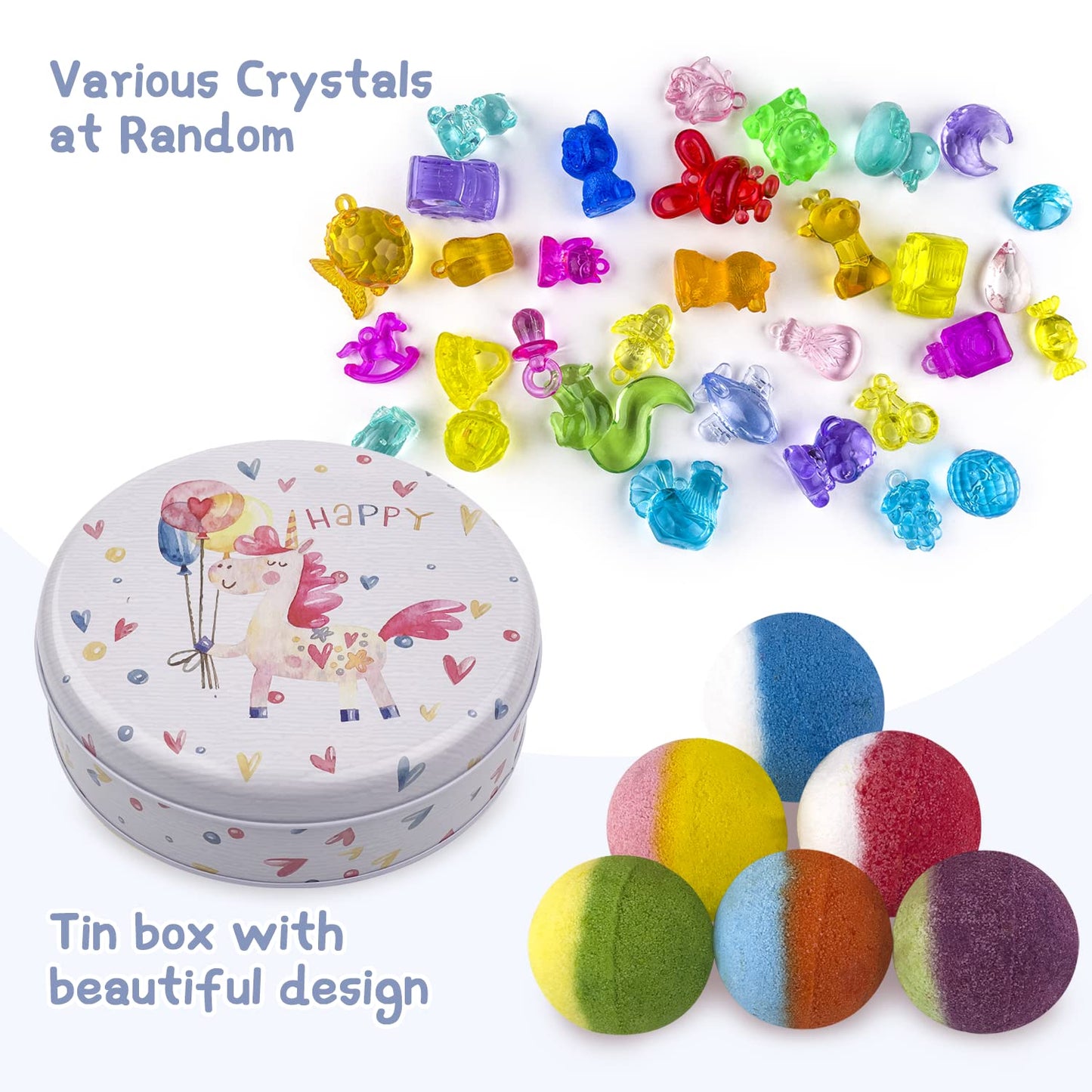 Bath Bombs for Kids, 12pcs Bath Bombs with Surprise Crystal Toys Inside, Handmade Natural and Organic Bubble Bath Fizzies, Birthday Easter Gift for Girls and Boys