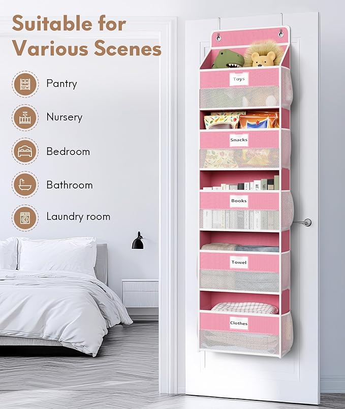 Over The Door Organizer Hanging, 2 Pack 5 Shelf Behind The Doors Storage