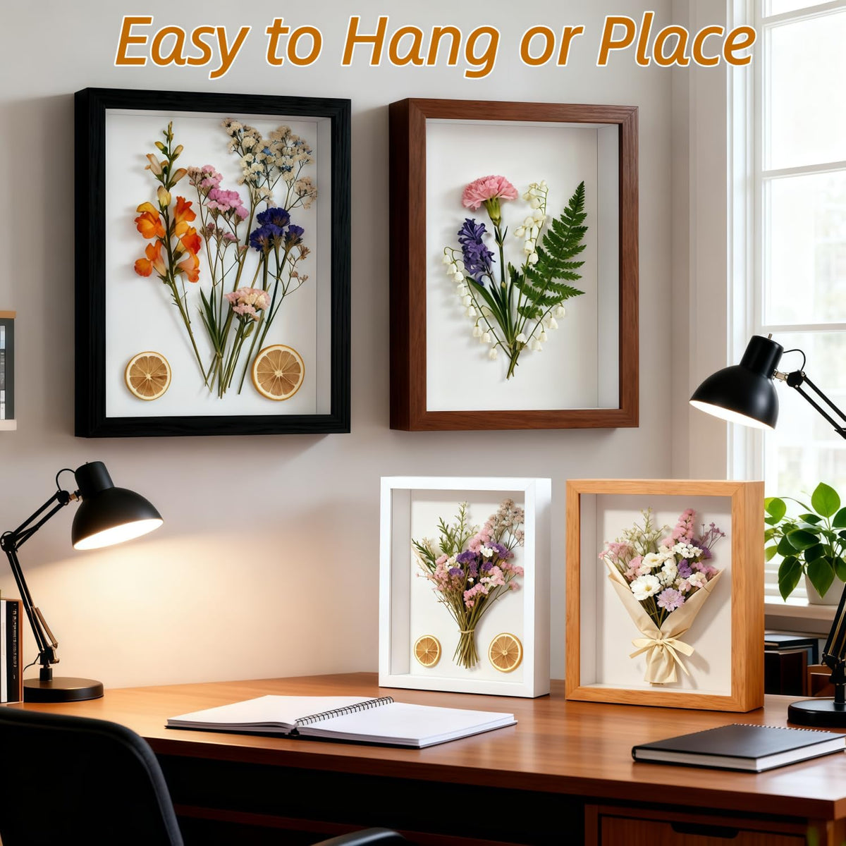 8x10 Shadow Box - 2Pack Wooden Deep Picture Frame with Shatter-Resistant Panel for Wall Decor | 3D Display Case for Military Medals, Flowers, Photos and Crafts | Easy to Open & Ready to Hang Gift Idea