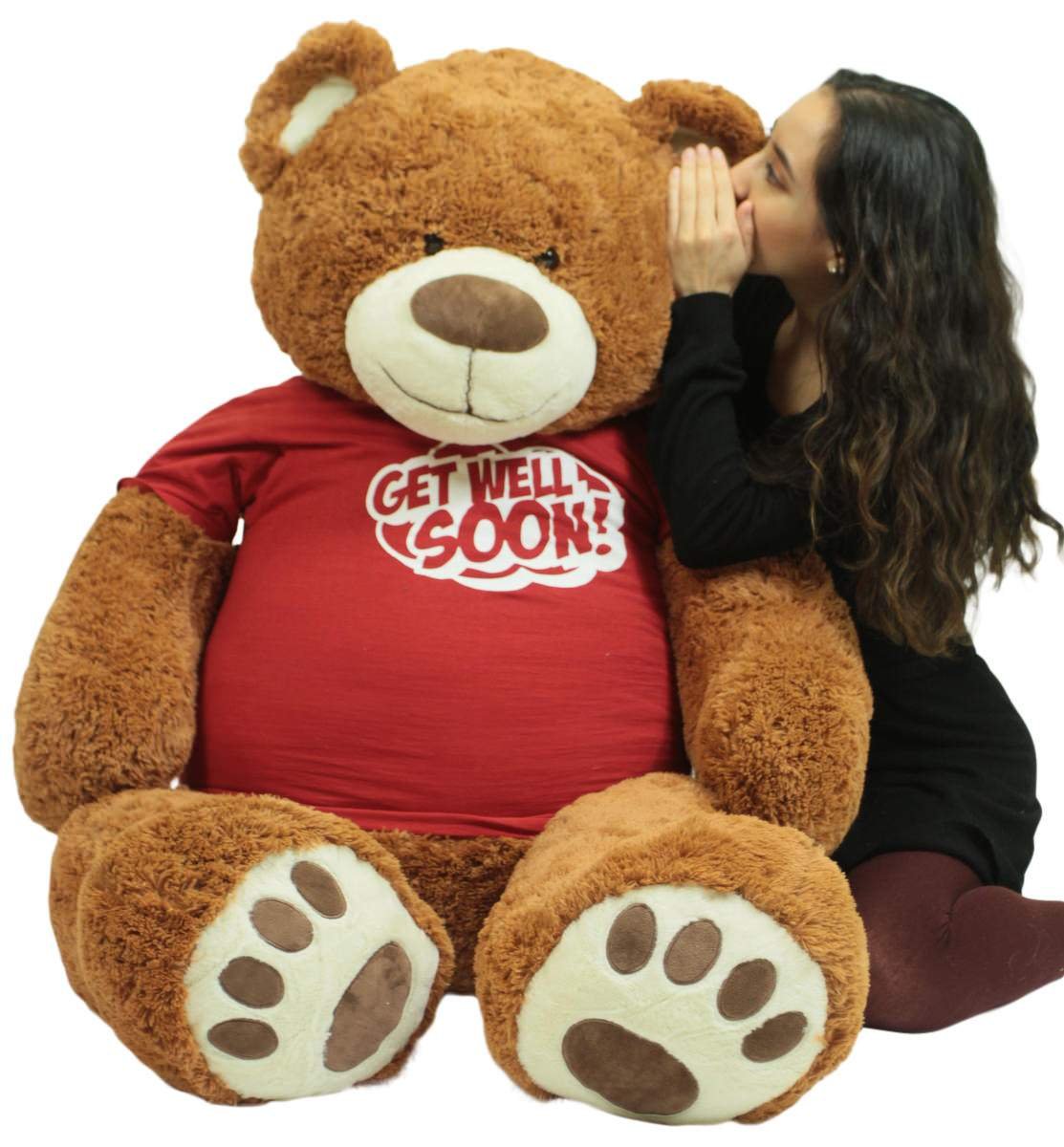 Big Plush Giant Teddy Bear with Get Well Soon T-Shirt - Huge 5-Foot Plush Teddybear - Stuffed Animal - Loving Gift - OSO de Peluche - Cute Oversized Plushie - Jumbo Bear to Show You Care