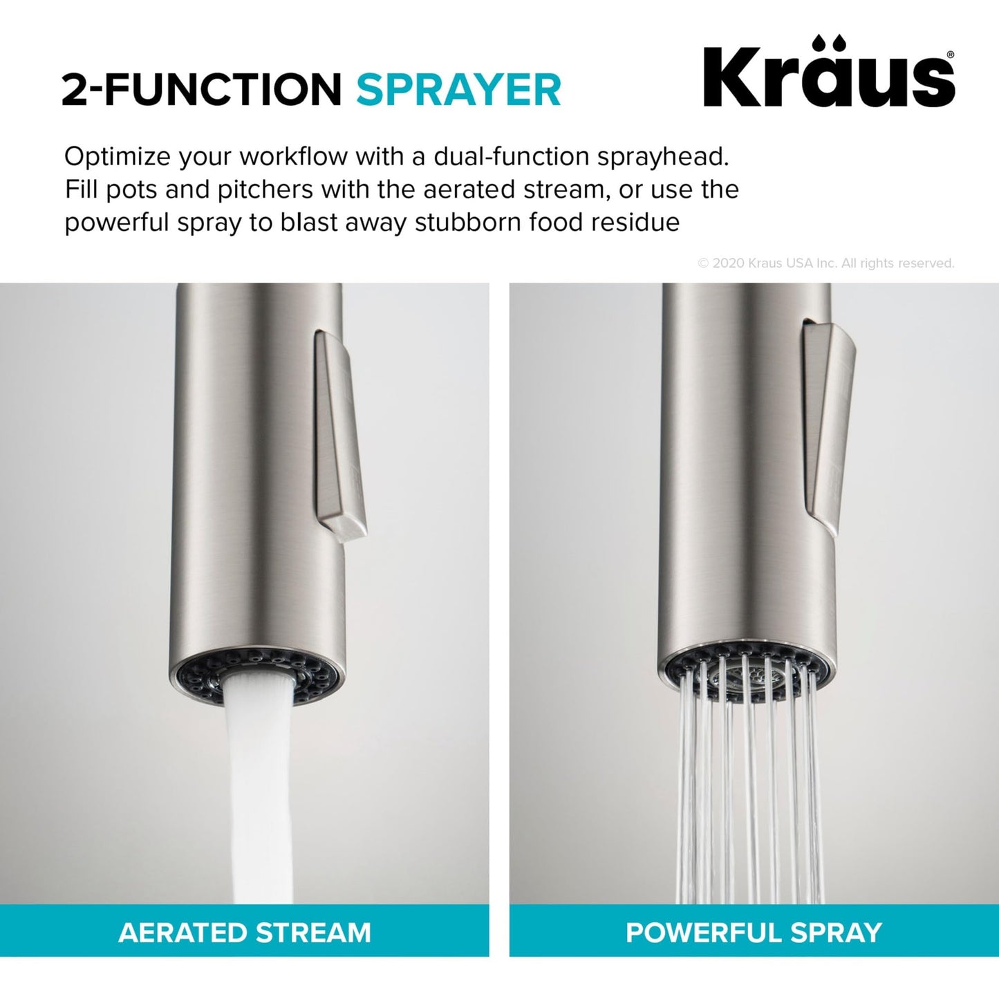 KRAUS Oletto Single Handle Pull Down Kitchen Faucet in Spot Free Stainless Steel, KPF-2820SFS