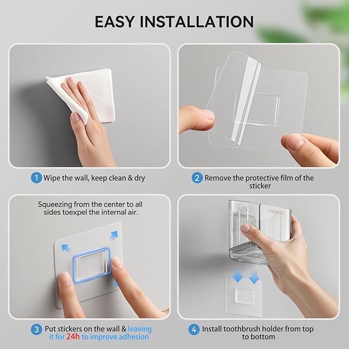 Toothbrush Holders for Bathrooms, 3 Slots Detachable Electric Toothbrush Holder