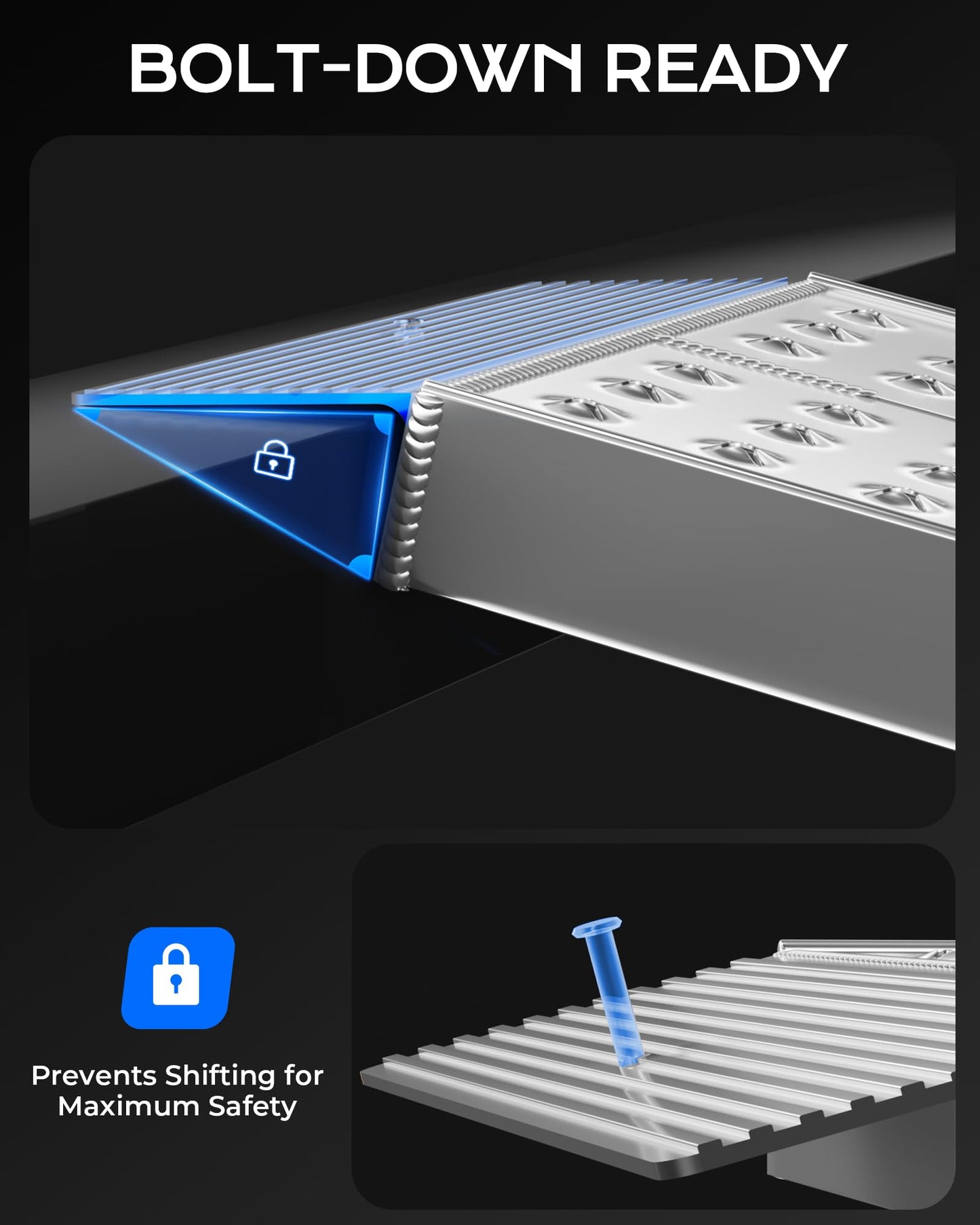 KOLOTOOL Aluminum Shed Ramps for Riding Lawn Mowers, 39" L x 11" W Loading Ramps with 3000 lbs Capacity, Gentle Incline Non-Slip Ramp for Shed, Barn, Garage, ATV, Snow Blower, Garden Tractor