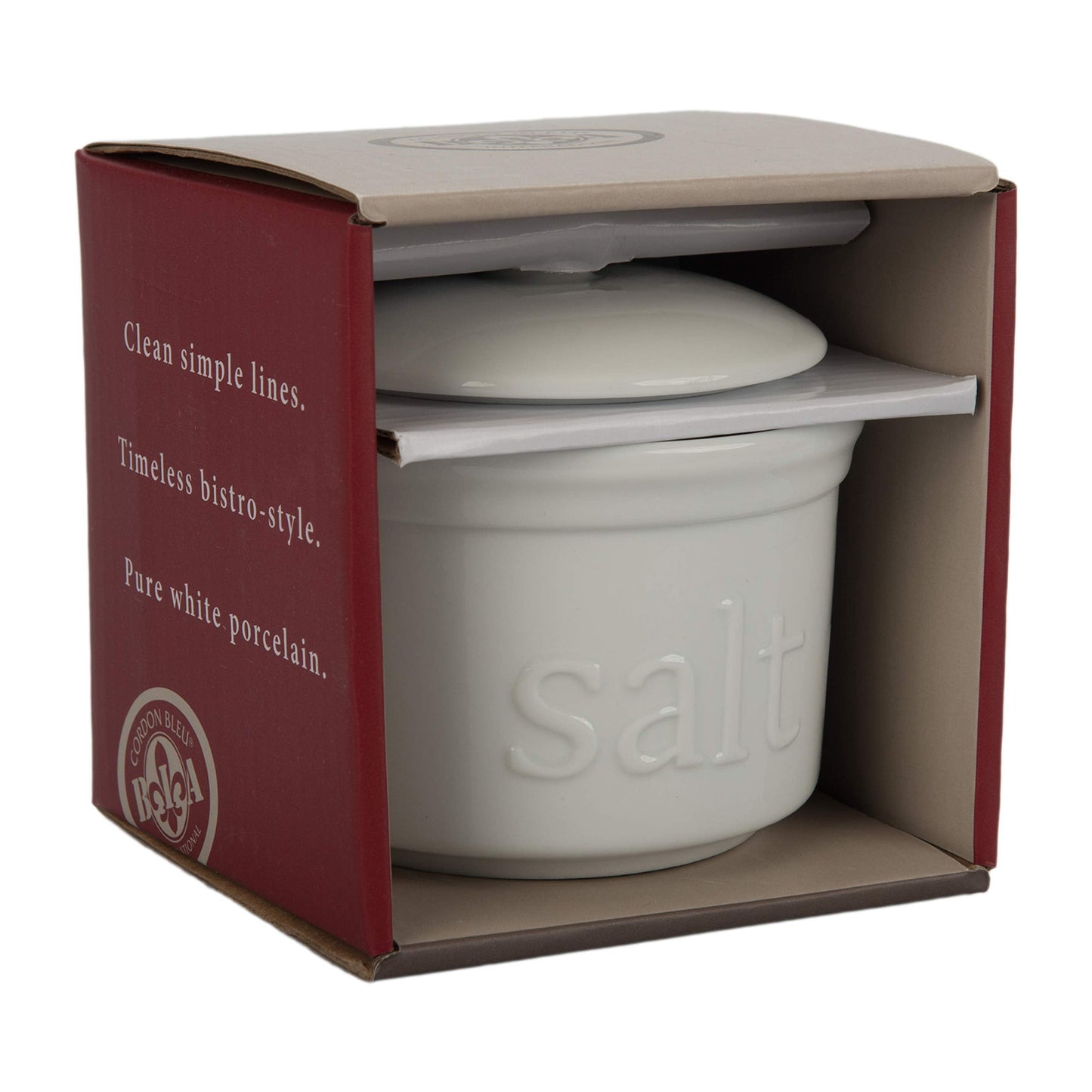 BIA Cordon Bleu 10-Ounce Salt Box with Lid, White