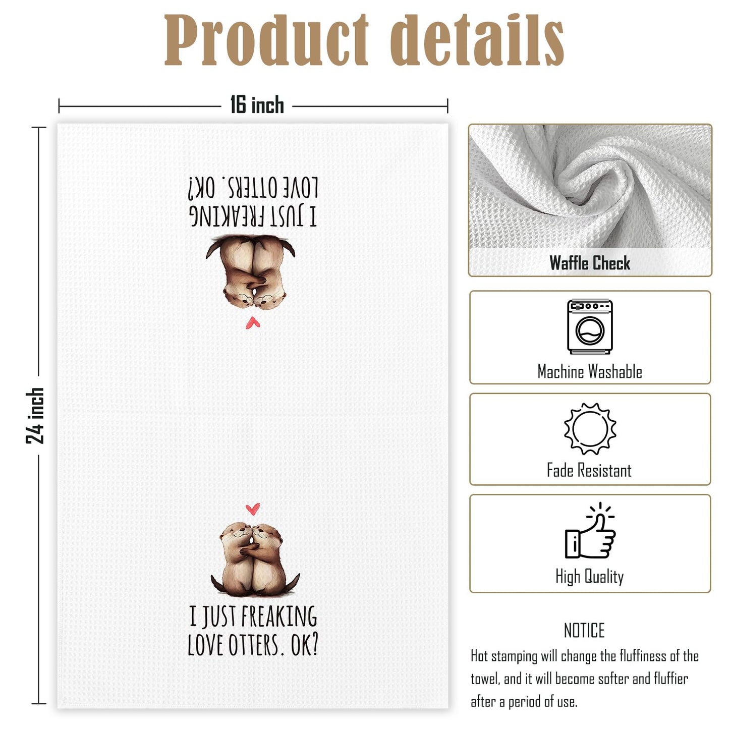 KTYHD Otter Bathroom Gifts Decor Hand Towels - I Just Freaking Love Otters Kitchen Towels, Otter Animal Bathroom Hand Towels, Otters Gifts for Women, Home & Kitchen