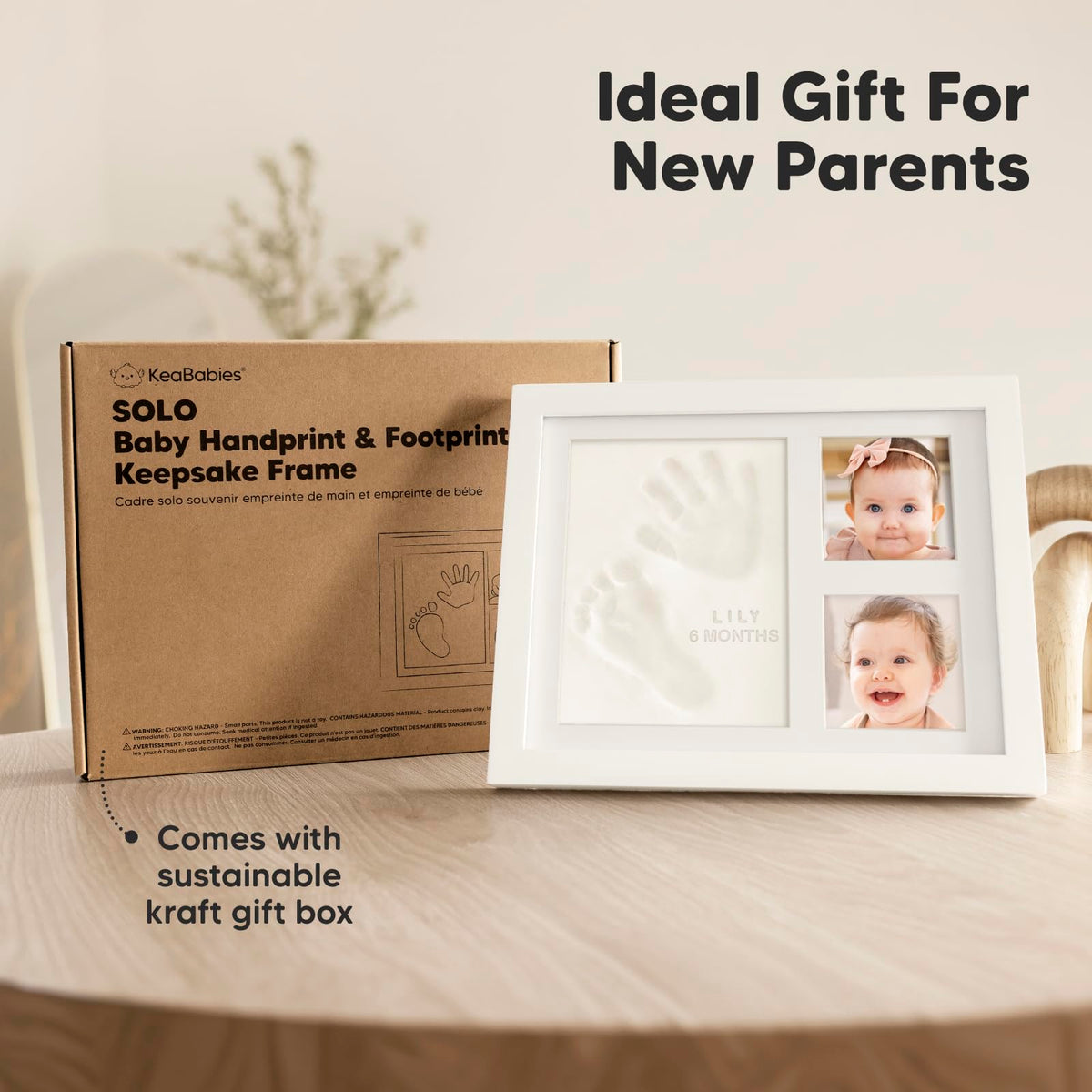 Baby Hand and Footprint Kit - Quick Dry Clay Baby Footprint Kit, Pets Paw, Newborn Keepsake Picture Frame for Boys, Girls, Personalized New Mom Gifts for Shower & Registry, Mother's Day (Alpine White)
