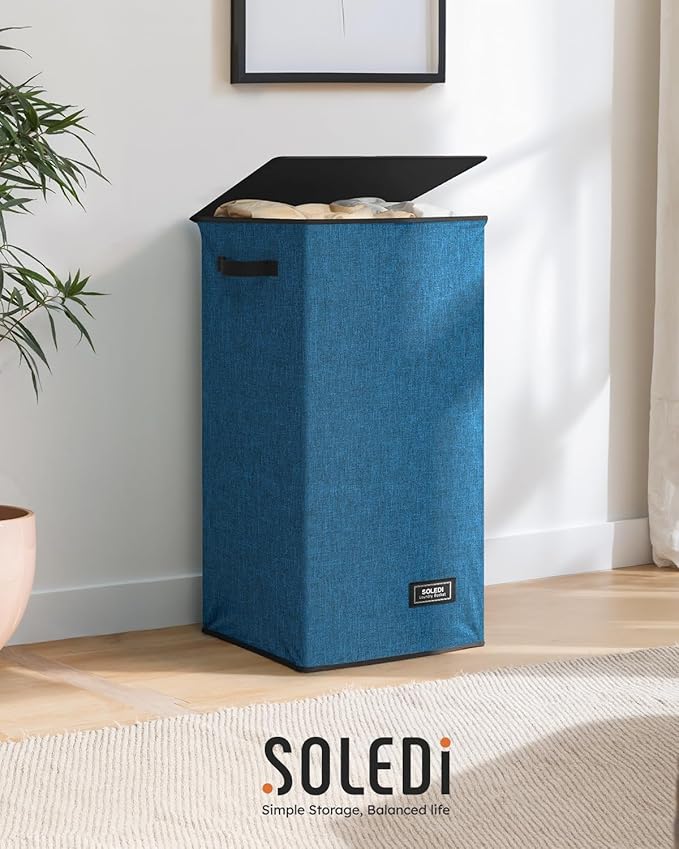 SOLEDI Laundry Hamper with Lid 100L Large & Tall Collapsible Laundry Baskets
