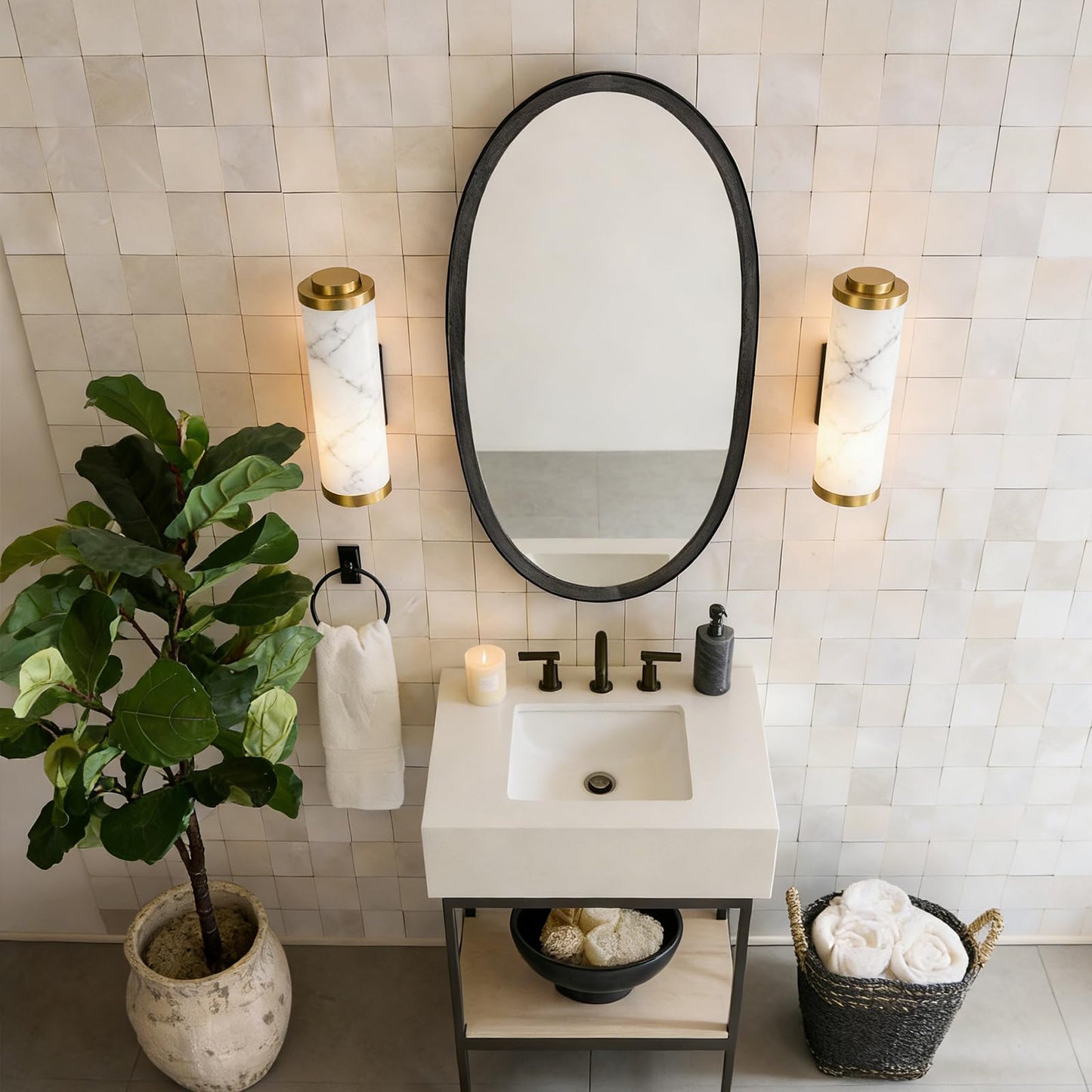 14" Gold Alabaster Wall Sconce, 3000k Warm Indoor/Outdoor Light Led wall Light, Art Deco Wall Lamp for Living Room, Bedroom, Bathroom, Hallway, and Stairs