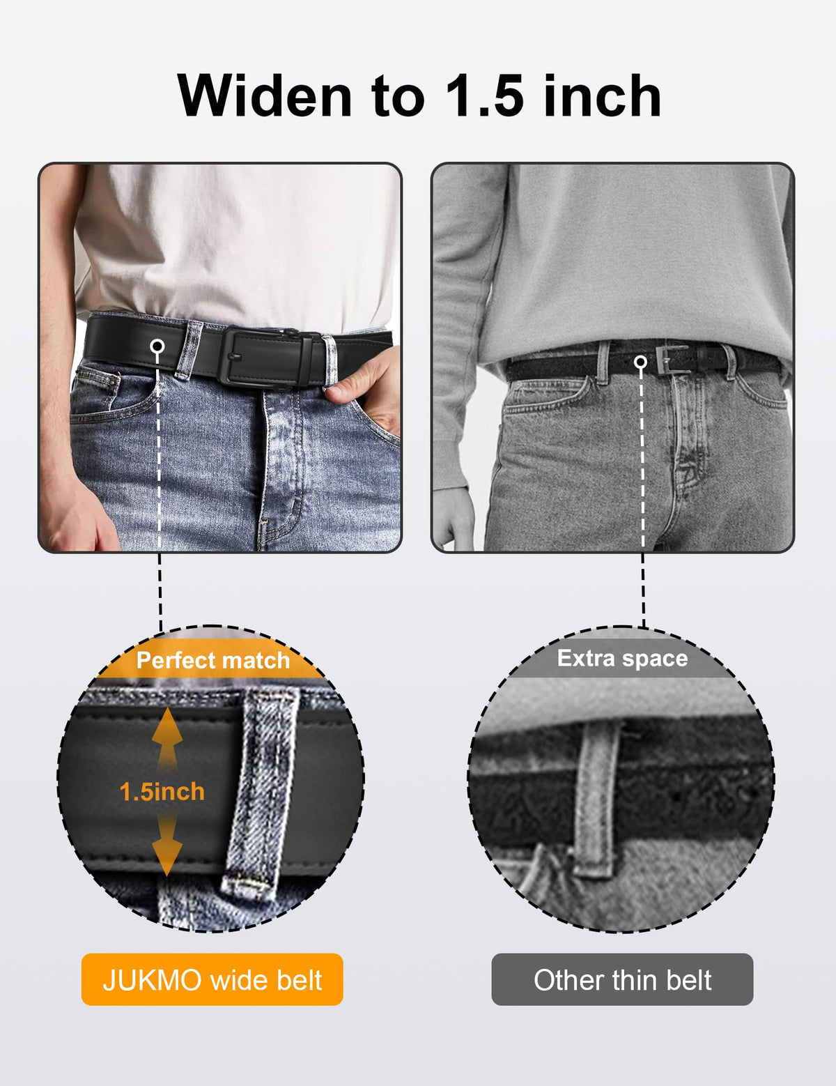 JUKMO 1.5" (38mm) Leather Ratchet Belt for Men in Gift Box (Black, Small)
