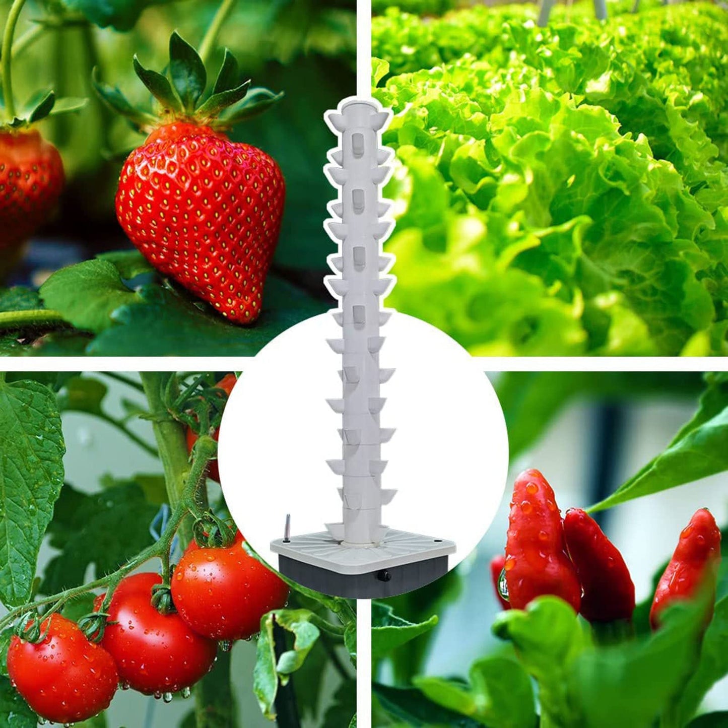 RESKIU 45 Pots Hydroponics Tower Set,Aquaponics Grow System,Vertical Farming Aeroponic Tower Equipment for Indoor Herbs,with Hydrating Pump, Timer