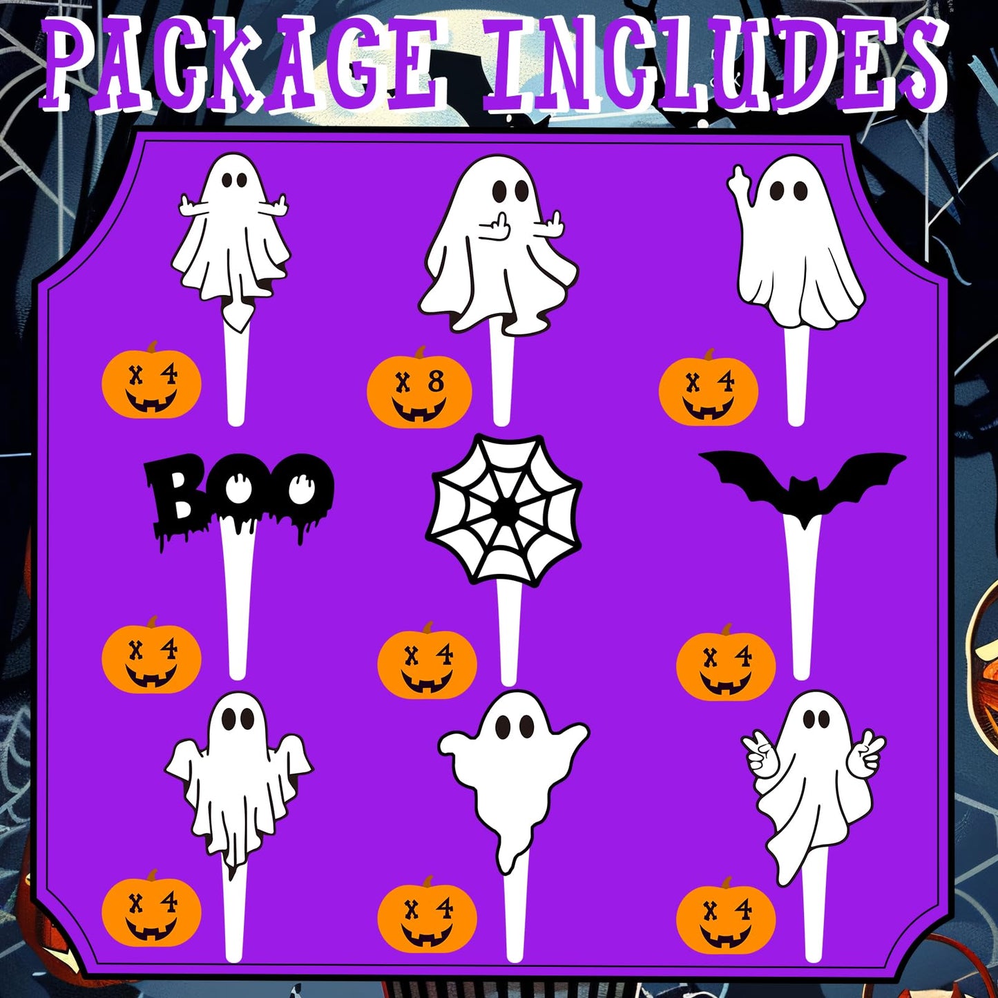 40 Pcs Ghost Cupcake Toppers - Spooky Party Decorations for Ghost-Themed Birthdays, Baby Showers, and Halloween Cakes