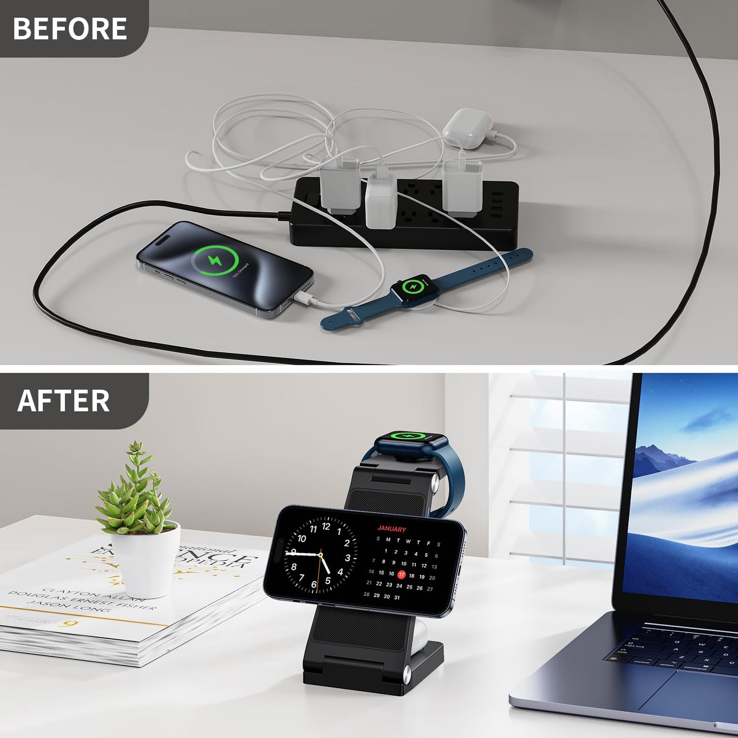 RYND 2026 Traveling Wireless Mag-Safe Fast Charging Station,Magnetic 3 in 1 Charger with Light for iPhone 16 15 14 13 12 Pro Max Plus,Apple Watch Series & Air pods 4 3 2 Pro-Gifts for Wife & Husband