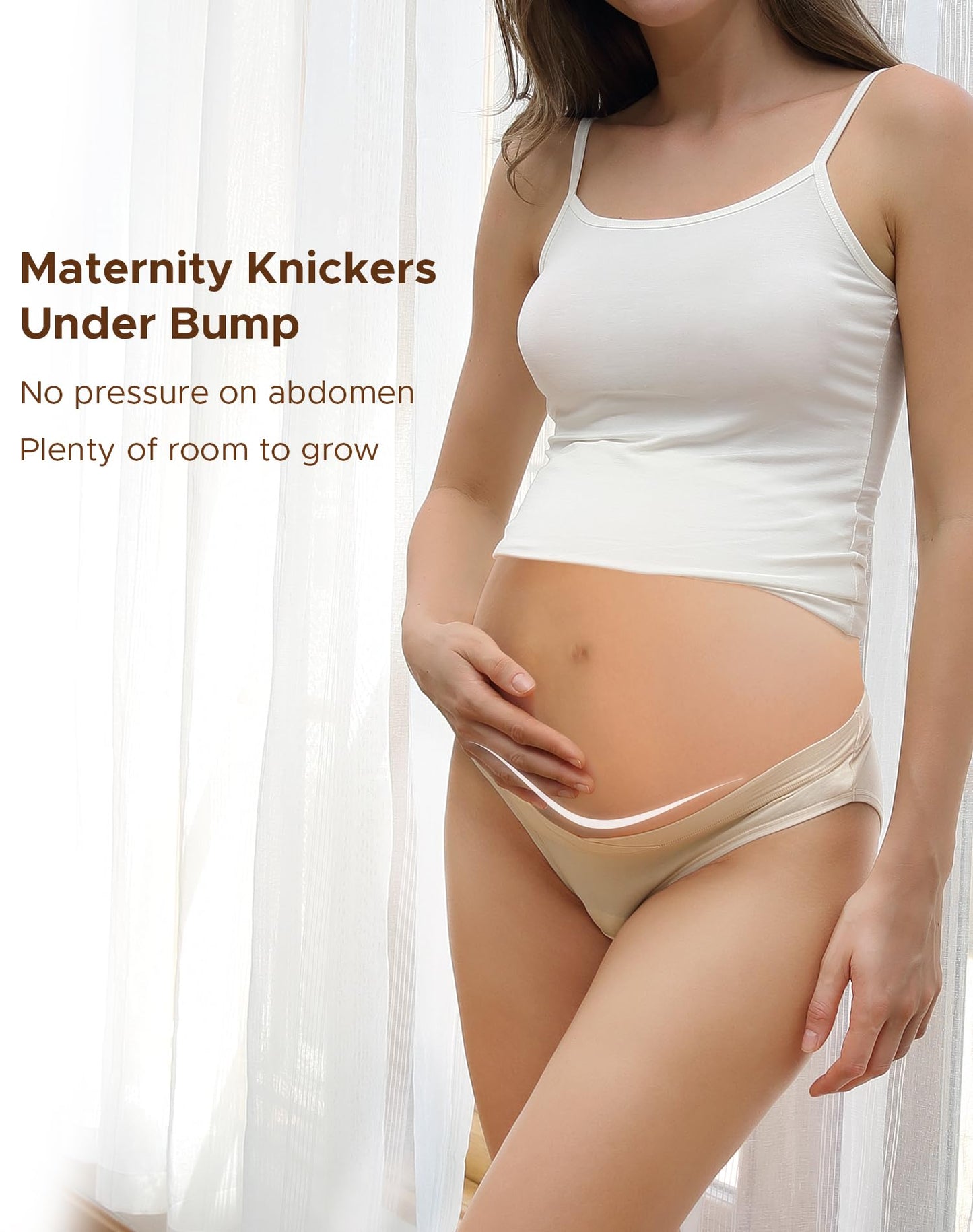 INNERSY Women Maternity Panties Under The Bump Low Rise Pregnancy Underwear C Section Recovery Nursing Cotton Briefs 5 Pack(UK12(Hip: 38-39-inch),Color 1)