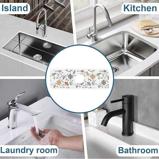 Art Ceramic Texture Sink Splash Guard Ceramic Flowers Faucet Absorbing Mat Fast