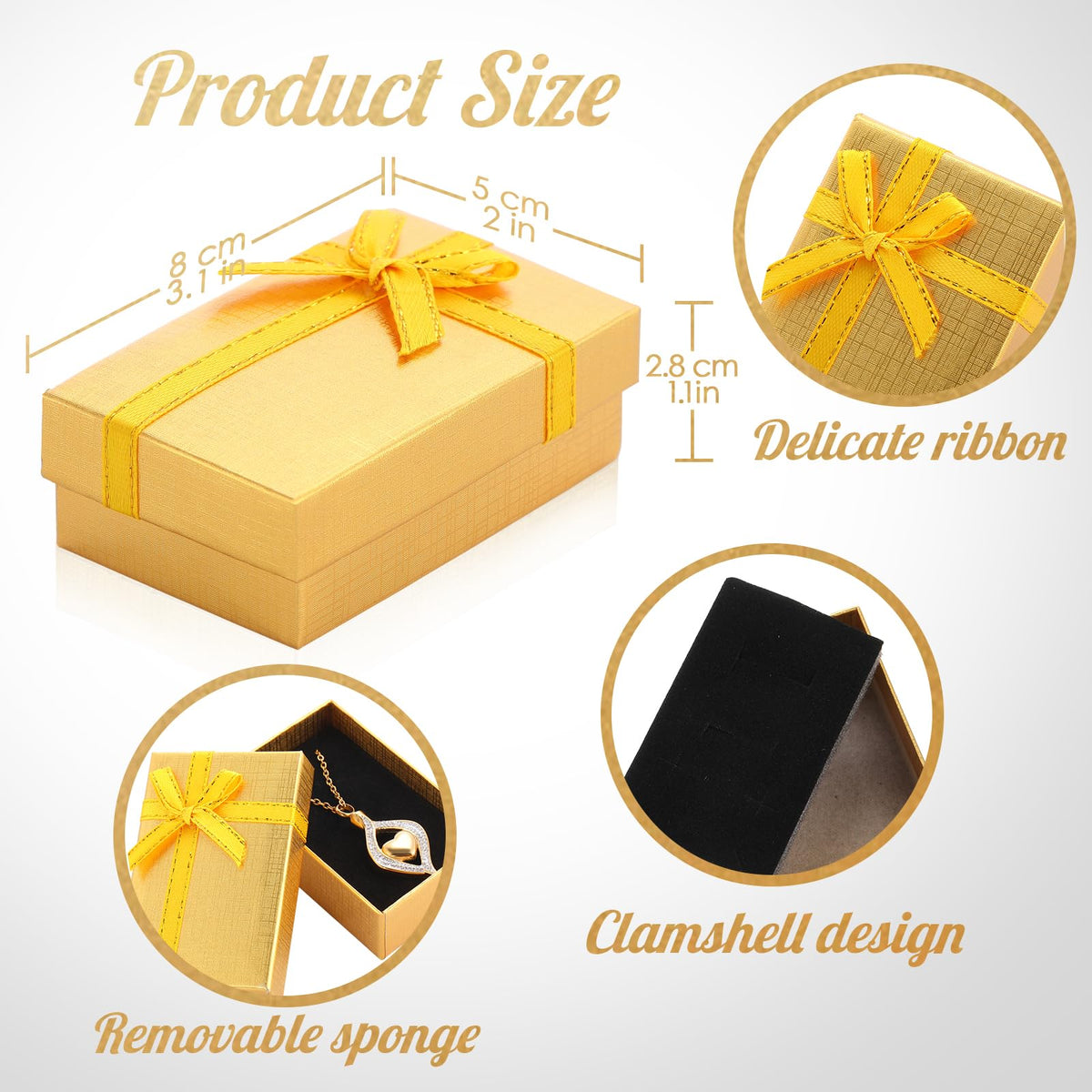 Yinkin 96 Pcs Jewelry Gift Boxes Bulk, Small Jewelry Packaging Box with Lids, Rings Earrings Necklaces Bracelet Pendant Display Case for Travel, Birthday, Holiday, Party Supplies 3.1 x 2 x 1.1