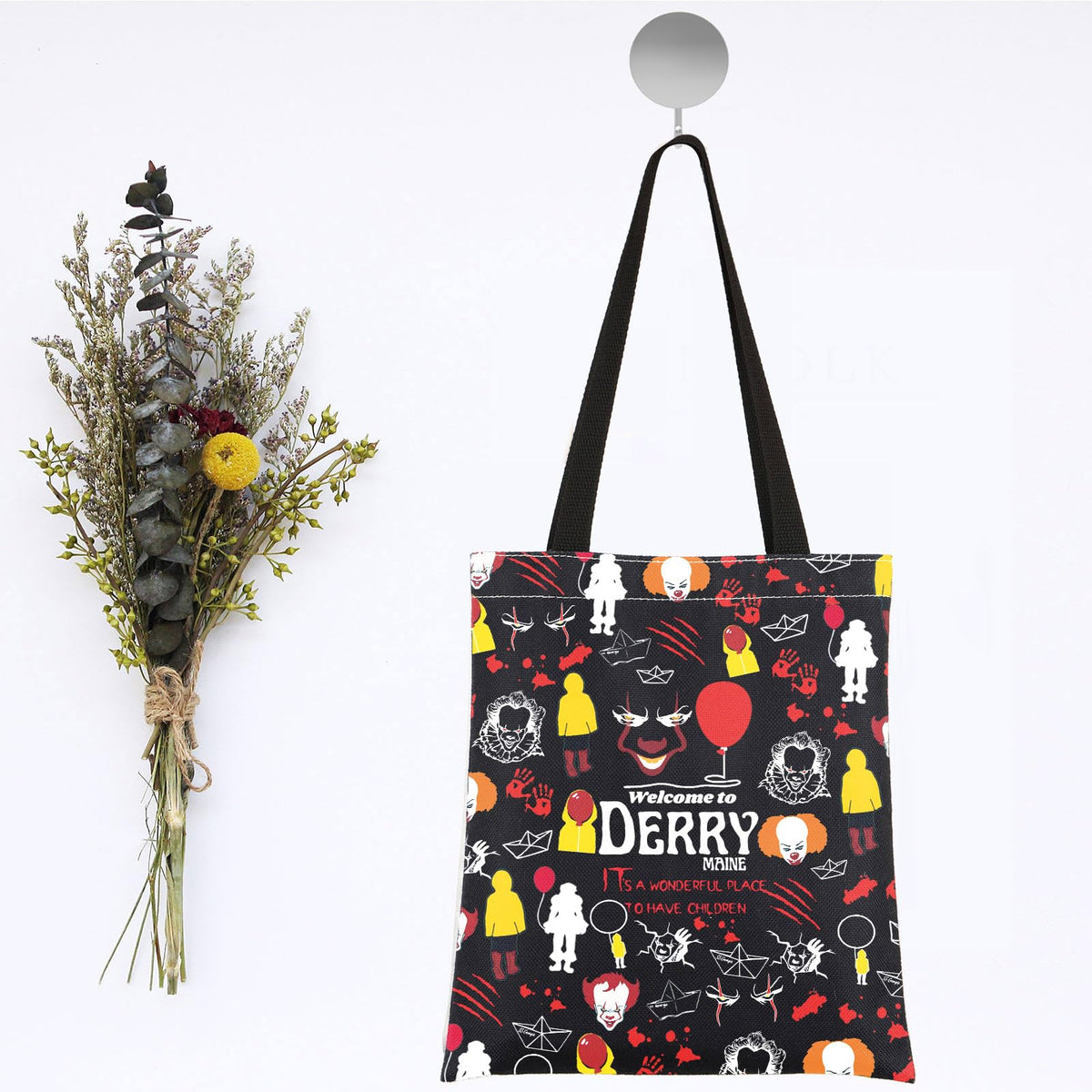 JNIAP Horror Clown Tote Bag Horror Clown Gift Welcome To Derry Maine Gifts Horror Clown Shoulder Bag (DERRY tb)