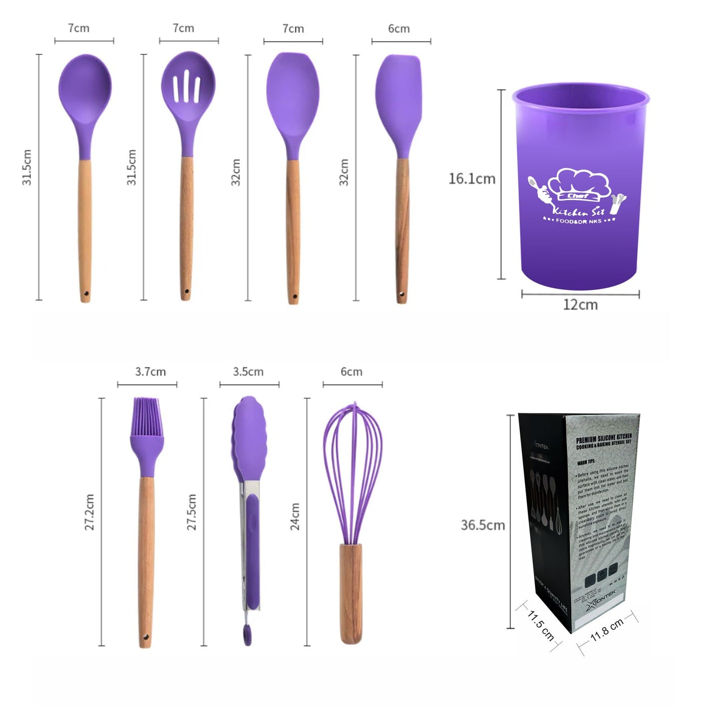 Silicone Kitchen Cooking Utensils Set, 12Pcs, Creative Baking Silicone Shovel Piece Non-Stick Frying Cooking