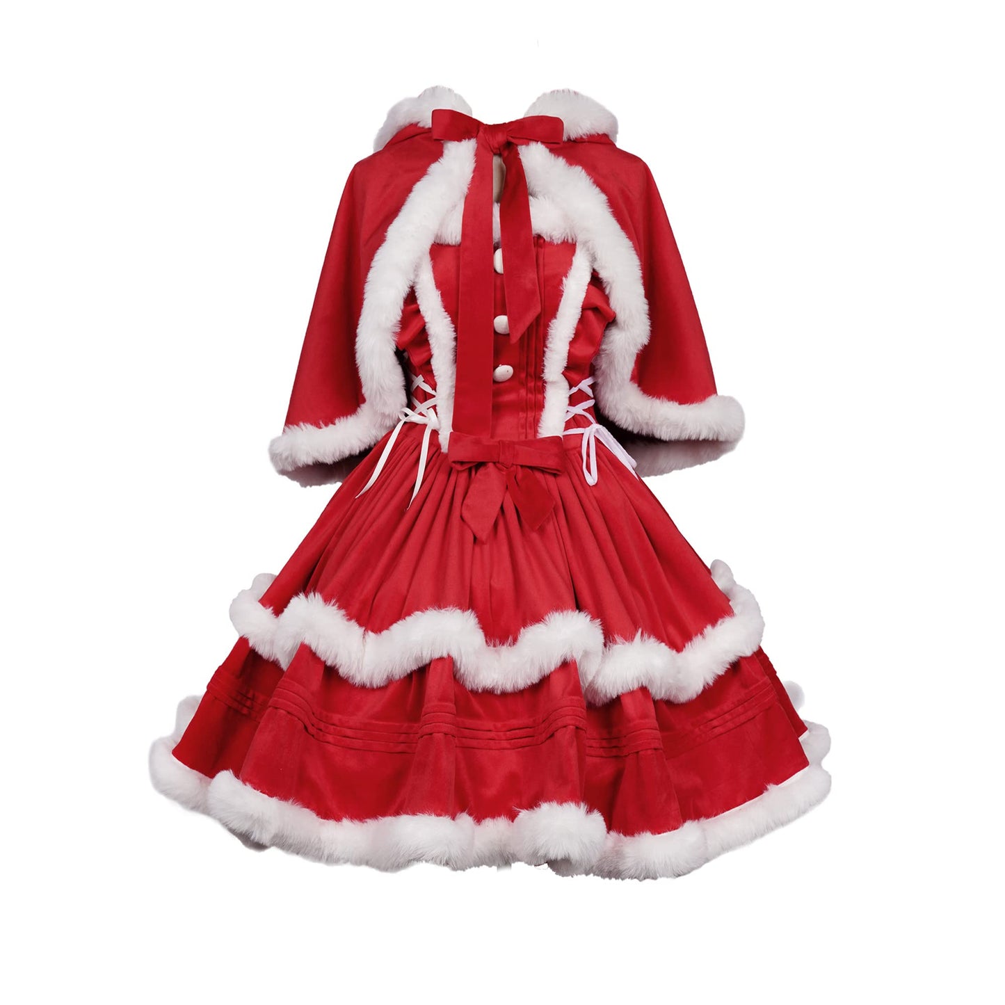 ZZEQYG Womens Christmas Dresses Santa Christmas Outfits Cute Lolita Dress(L,Suit-Red)