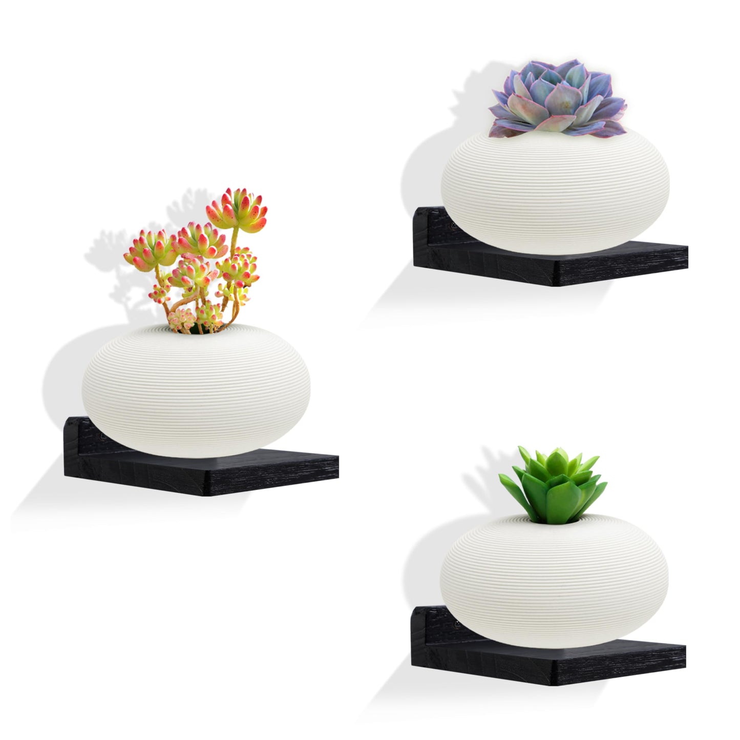 NIUBEST Small Floating Shelf, Set of 3 Black Shelf for Wall Decor Storage Wall Mounted Small Shelf for Bedroom Living Room Bathroom Kitchen -5x5 Inch