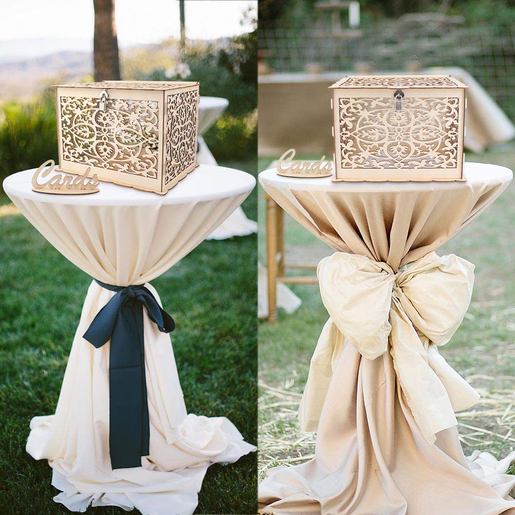 Funyear DIY Rustic Wedding Card Box with Lock, Wooden Gift Card Box Holder Graduation Card Box Money Box for Wedding Reception Deco, Baby Showers, Birthday Party Decorations