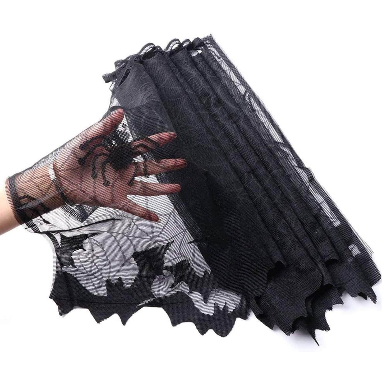 Orgrimmar 2 PCS Halloween Spider Web Lamp Shades Topper Lace Cobweb Window Door Fireplace Mantle Scarf Cover with 2 PCS Ribbon for Halloween Themed Party Decoration, 20" x 60"