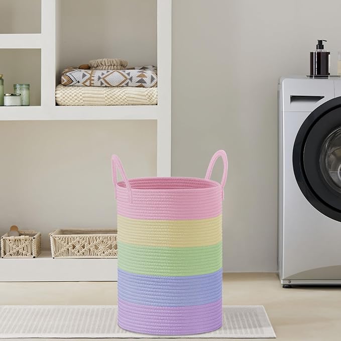 VIPOSCO Large Laundry Hamper, Tall Woven Rope Storage Basket
