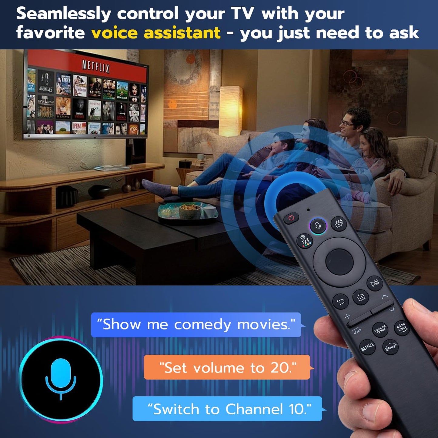 for Samsung TV Remote Replacement for Smart TV with Voice Control - Compatible with Samsung TV 2015-2024 Models - Voice Command (Replacement for OEM)